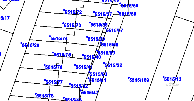 Parcela st. 5515/59 v KÚ Jihlava, Katastrální mapa
