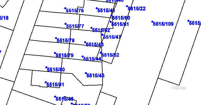Parcela st. 5515/62 v KÚ Jihlava, Katastrální mapa