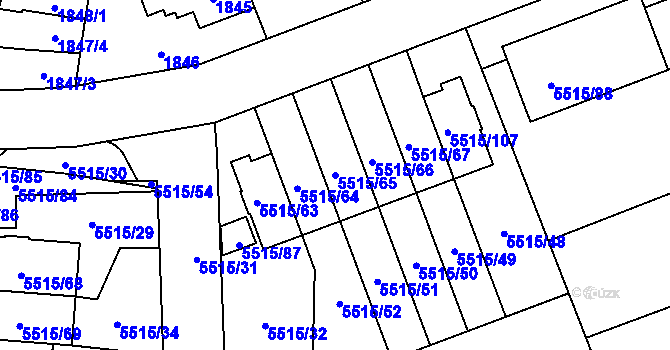 Parcela st. 5515/65 v KÚ Jihlava, Katastrální mapa