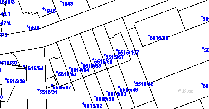 Parcela st. 5515/67 v KÚ Jihlava, Katastrální mapa