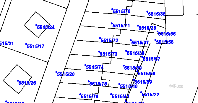 Parcela st. 5515/73 v KÚ Jihlava, Katastrální mapa