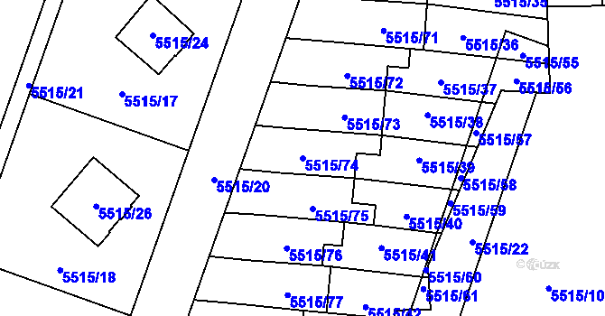 Parcela st. 5515/74 v KÚ Jihlava, Katastrální mapa