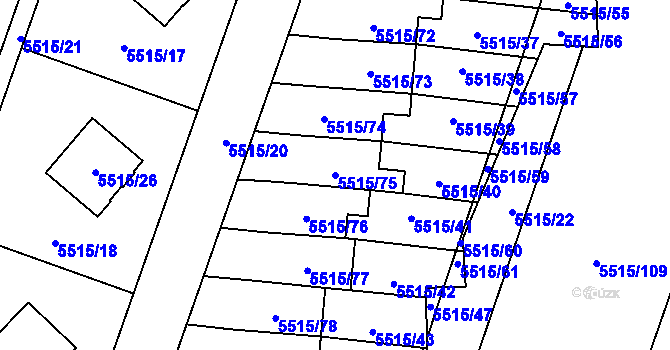 Parcela st. 5515/75 v KÚ Jihlava, Katastrální mapa