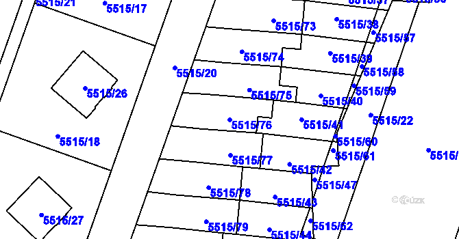 Parcela st. 5515/76 v KÚ Jihlava, Katastrální mapa