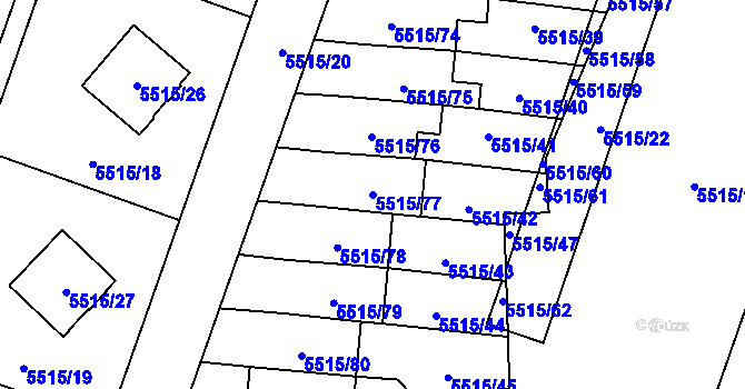 Parcela st. 5515/77 v KÚ Jihlava, Katastrální mapa