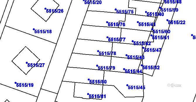 Parcela st. 5515/78 v KÚ Jihlava, Katastrální mapa