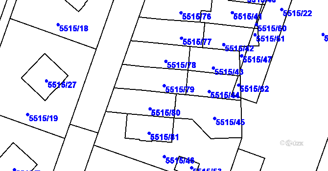 Parcela st. 5515/79 v KÚ Jihlava, Katastrální mapa