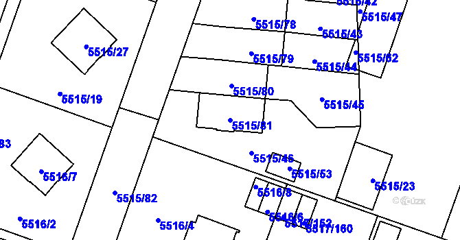 Parcela st. 5515/81 v KÚ Jihlava, Katastrální mapa