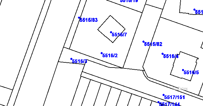 Parcela st. 5516/2 v KÚ Jihlava, Katastrální mapa