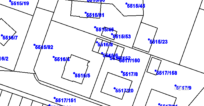 Parcela st. 5516/6 v KÚ Jihlava, Katastrální mapa