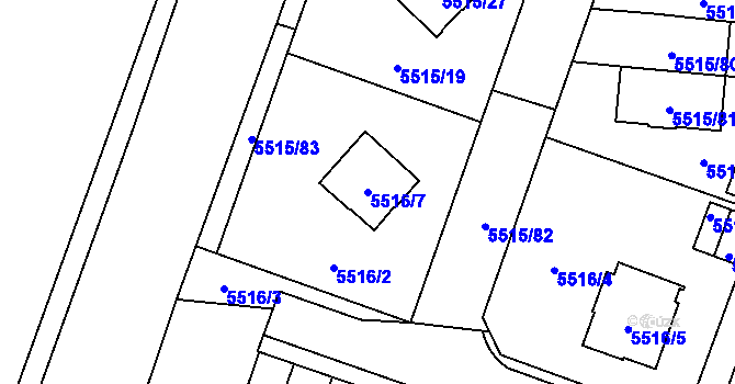 Parcela st. 5516/7 v KÚ Jihlava, Katastrální mapa