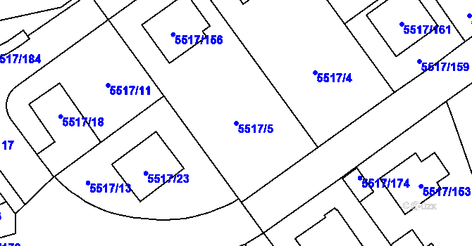 Parcela st. 5517/5 v KÚ Jihlava, Katastrální mapa