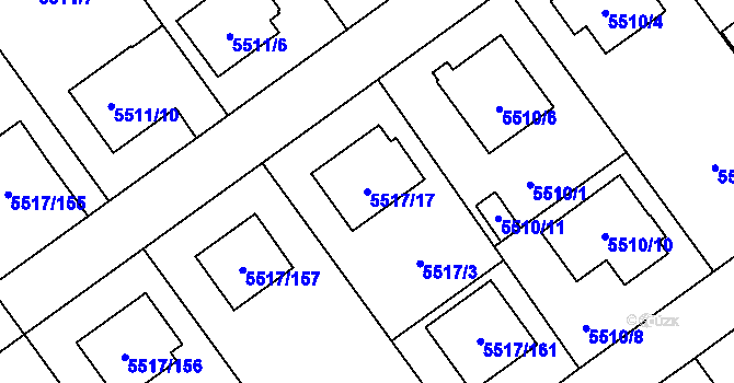 Parcela st. 5517/17 v KÚ Jihlava, Katastrální mapa