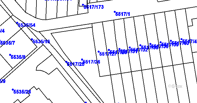 Parcela st. 5517/27 v KÚ Jihlava, Katastrální mapa