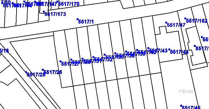 Parcela st. 5517/35 v KÚ Jihlava, Katastrální mapa