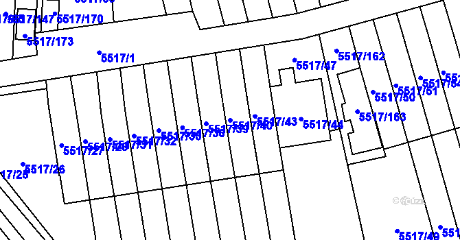 Parcela st. 5517/40 v KÚ Jihlava, Katastrální mapa