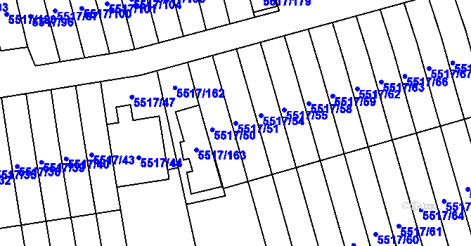 Parcela st. 5517/51 v KÚ Jihlava, Katastrální mapa