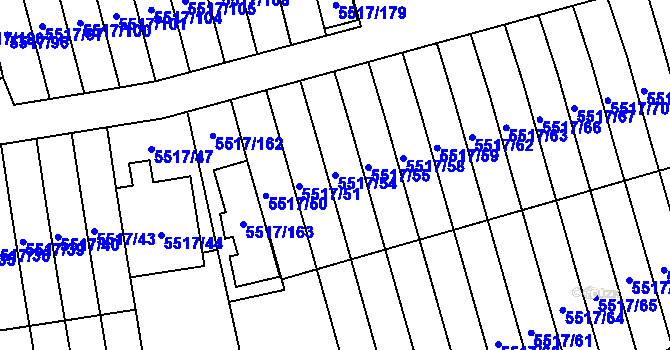 Parcela st. 5517/54 v KÚ Jihlava, Katastrální mapa