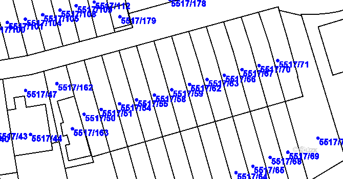 Parcela st. 5517/59 v KÚ Jihlava, Katastrální mapa