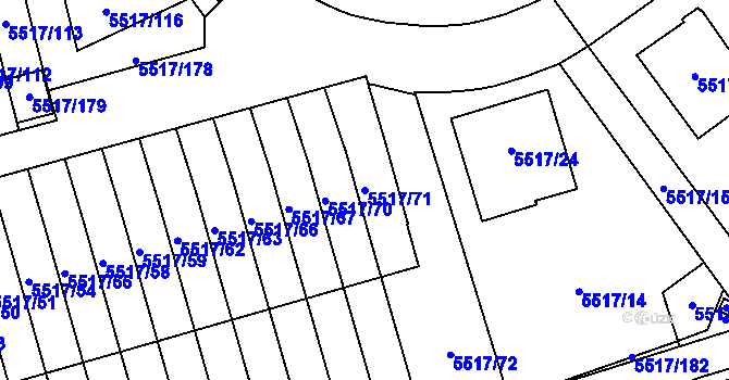 Parcela st. 5517/71 v KÚ Jihlava, Katastrální mapa