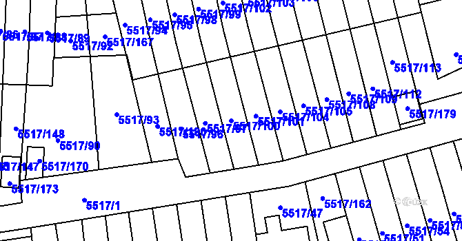 Parcela st. 5517/100 v KÚ Jihlava, Katastrální mapa