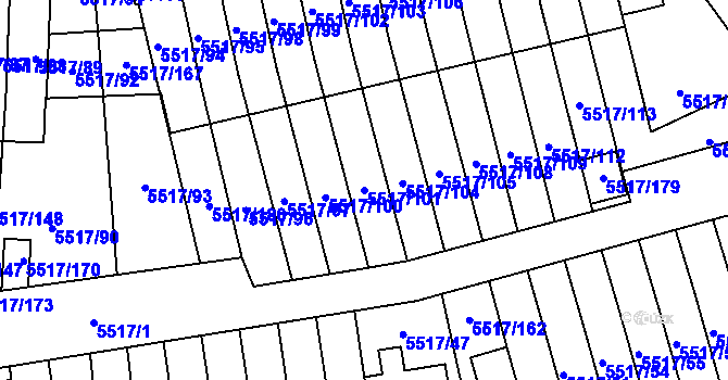 Parcela st. 5517/101 v KÚ Jihlava, Katastrální mapa