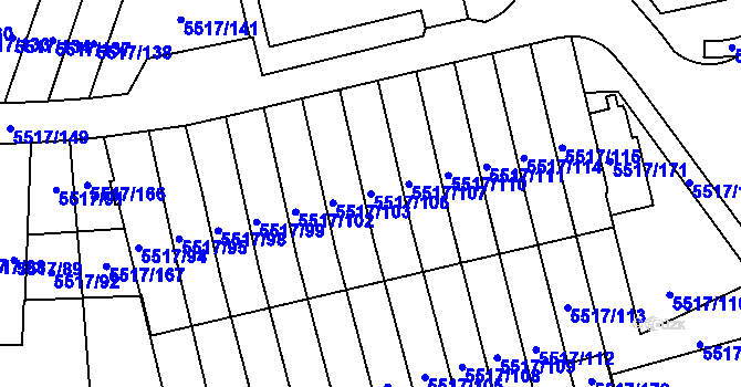 Parcela st. 5517/106 v KÚ Jihlava, Katastrální mapa