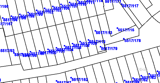 Parcela st. 5517/109 v KÚ Jihlava, Katastrální mapa
