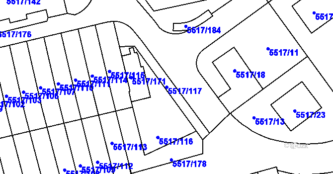 Parcela st. 5517/117 v KÚ Jihlava, Katastrální mapa