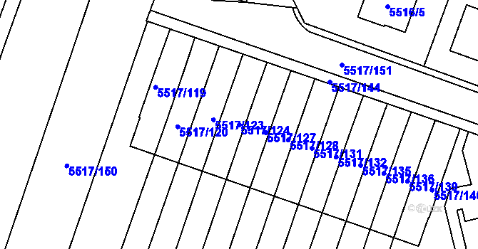 Parcela st. 5517/124 v KÚ Jihlava, Katastrální mapa