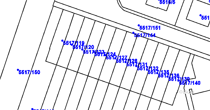 Parcela st. 5517/127 v KÚ Jihlava, Katastrální mapa
