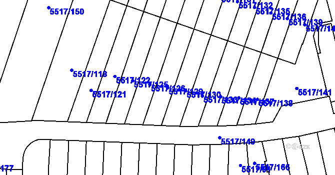 Parcela st. 5517/129 v KÚ Jihlava, Katastrální mapa