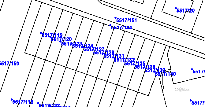 Parcela st. 5517/131 v KÚ Jihlava, Katastrální mapa