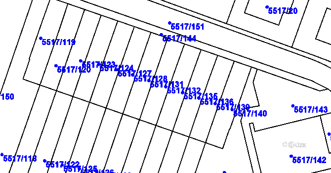 Parcela st. 5517/132 v KÚ Jihlava, Katastrální mapa