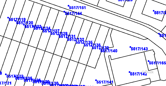 Parcela st. 5517/136 v KÚ Jihlava, Katastrální mapa