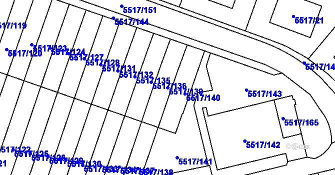 Parcela st. 5517/139 v KÚ Jihlava, Katastrální mapa