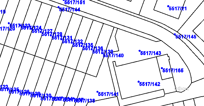 Parcela st. 5517/140 v KÚ Jihlava, Katastrální mapa