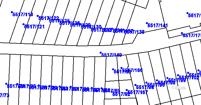 Parcela st. 5517/149 v KÚ Jihlava, Katastrální mapa