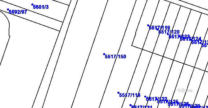 Parcela st. 5517/150 v KÚ Jihlava, Katastrální mapa
