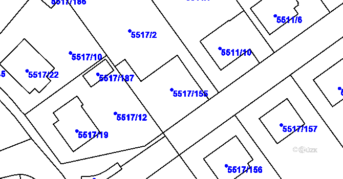 Parcela st. 5517/155 v KÚ Jihlava, Katastrální mapa