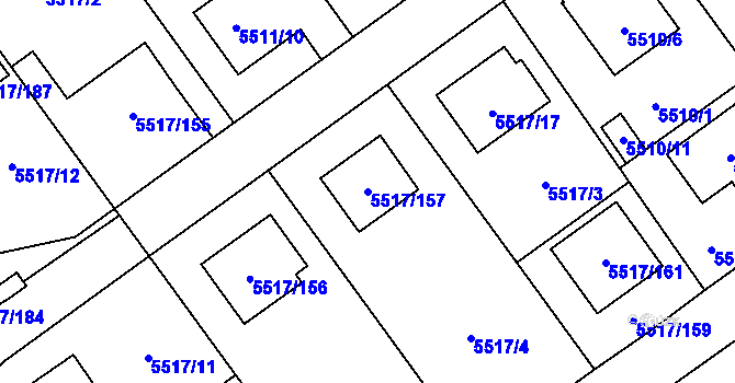 Parcela st. 5517/157 v KÚ Jihlava, Katastrální mapa