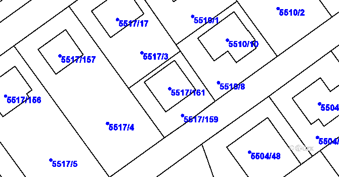 Parcela st. 5517/161 v KÚ Jihlava, Katastrální mapa
