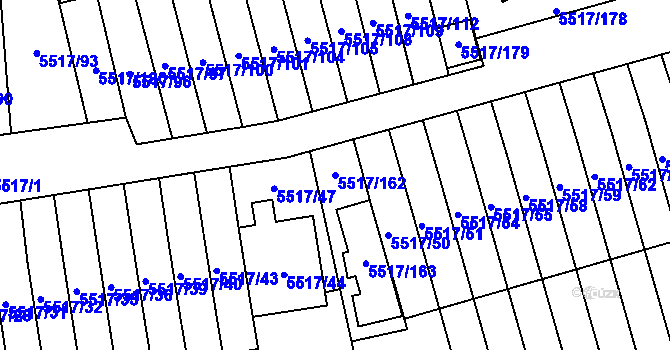 Parcela st. 5517/162 v KÚ Jihlava, Katastrální mapa