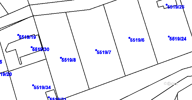 Parcela st. 5519/7 v KÚ Jihlava, Katastrální mapa