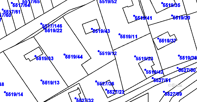 Parcela st. 5519/12 v KÚ Jihlava, Katastrální mapa