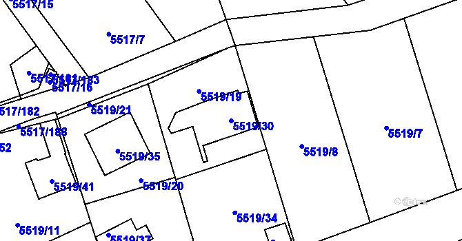 Parcela st. 5519/30 v KÚ Jihlava, Katastrální mapa