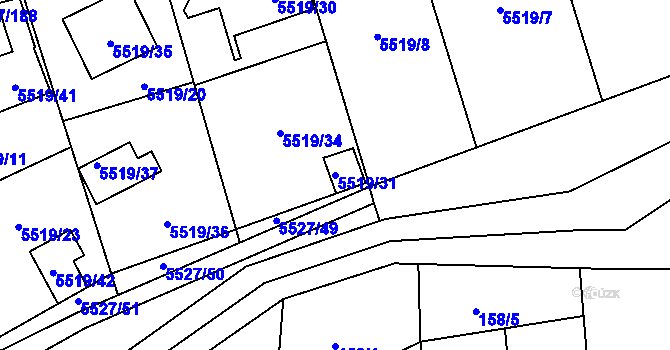 Parcela st. 5519/31 v KÚ Jihlava, Katastrální mapa