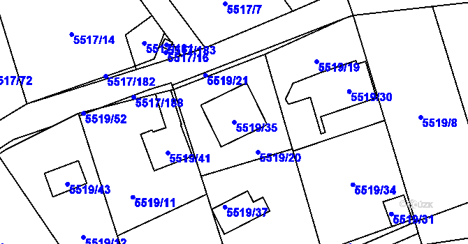 Parcela st. 5519/35 v KÚ Jihlava, Katastrální mapa