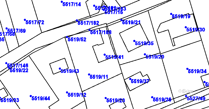 Parcela st. 5519/41 v KÚ Jihlava, Katastrální mapa