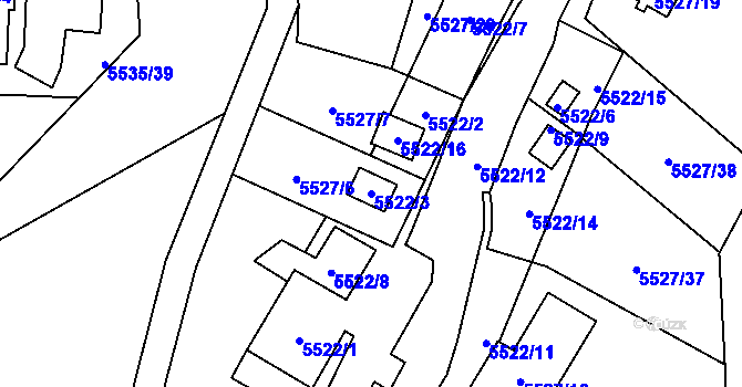 Parcela st. 5522/3 v KÚ Jihlava, Katastrální mapa